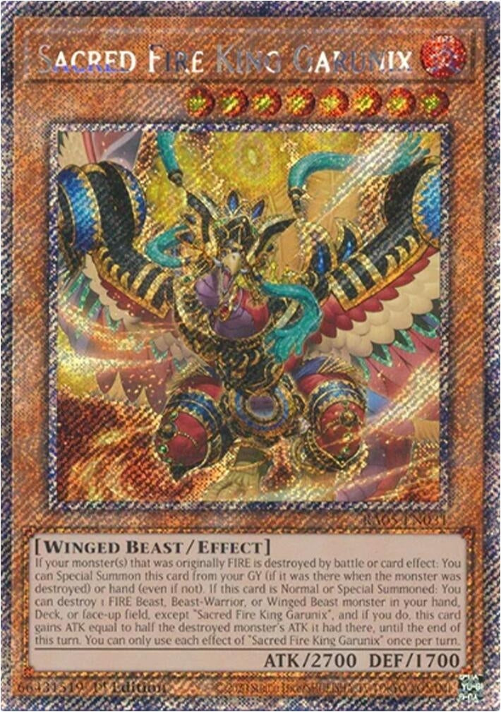 Image for Sacred Fire King Garunix (Platinum Secret Rare) (RA05-EN031) (RA05) - YuGiOh