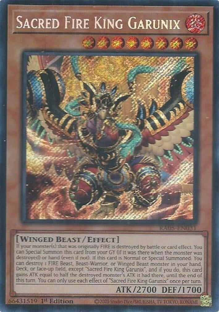 Image for Sacred Fire King Garunix (Secret Rare) (RA05-EN031) (RA05) - YuGiOh