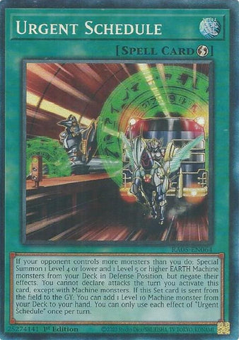 Image for Urgent Schedule (Collector's Rare) (RA05-EN064) (RA05) - YuGiOh