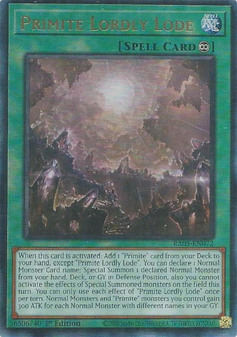 Image for Primite Lordly Lode (Ultimate Rare) (RA05-EN072) (RA05) - YuGiOh