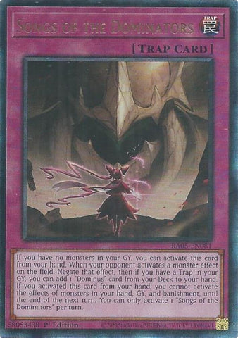 Image for Songs of the Dominators (Ultimate Rare) (RA05-EN081) (RA05) - YuGiOh