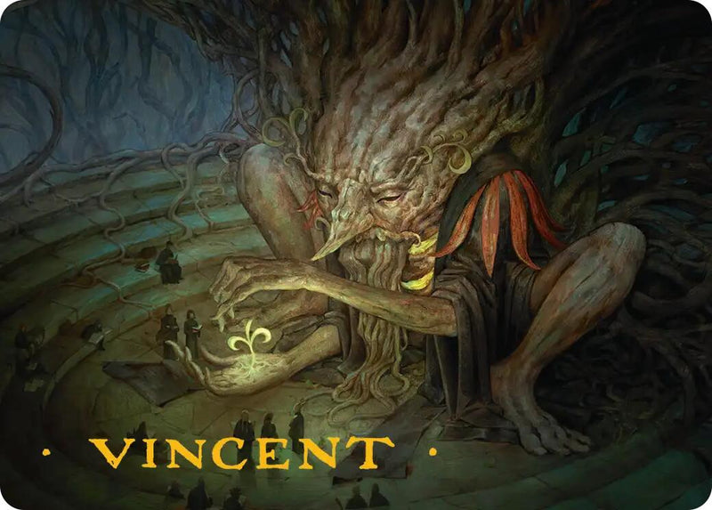 Carte artistique de l'enseignant de vieille souche (signature estampillée or) [Série artistique Secrets de Strixhaven]