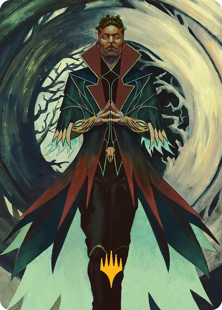Carte d'art du professeur Dellian Fel (symbole de Planeswalker estampé à l'or) [Série d'art Secrets de Strixhaven]