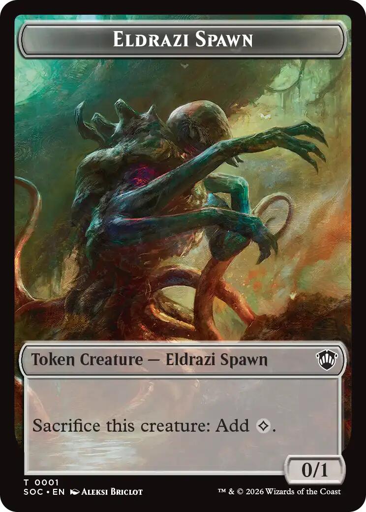 Jeton double face Engendrement eldrazi // Ver [Jetons Commander Les secrets de Strixhaven]