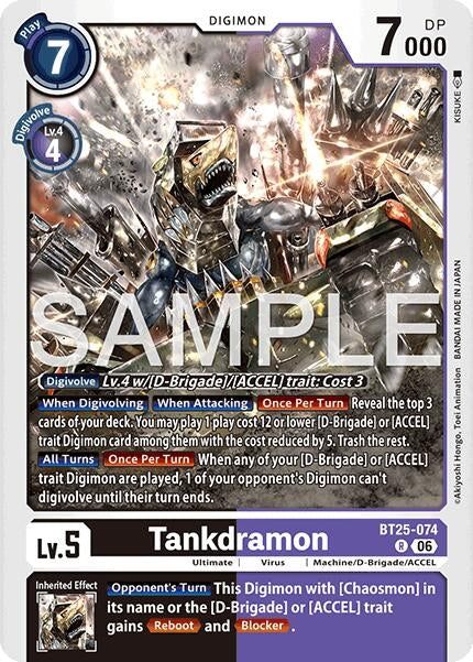 Image for Tankdramon (BT25-074 R) (BT-25) - Digimon Card Game