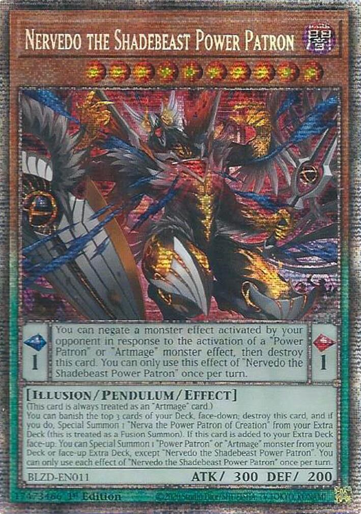 Nervedo, la Bestia Sombría, Patrono de Poder (Rara Estelar) [BLZD-EN011] Rara Estelar