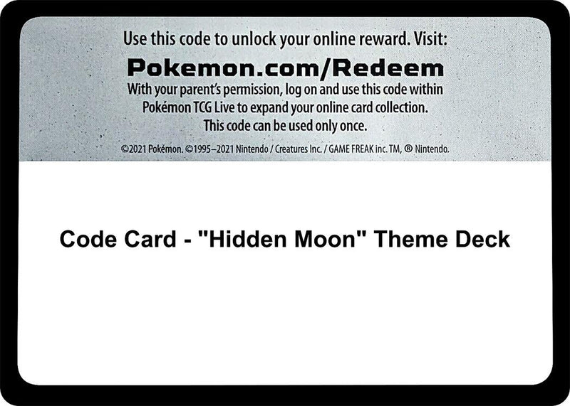 Image for Code Card - "Hidden Moon" Theme Deck (SM02) - Pokemon