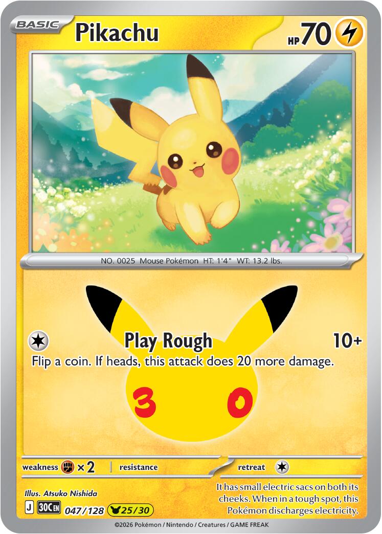 Pikachu (047/128) [Megaevolución: Celebración del 30 Aniversario]