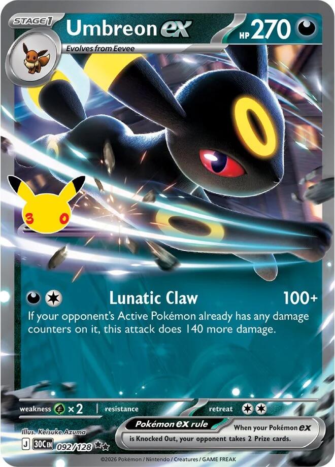 Umbreon ex (092/128) [Megaevolución: Celebración 30 Aniversario]