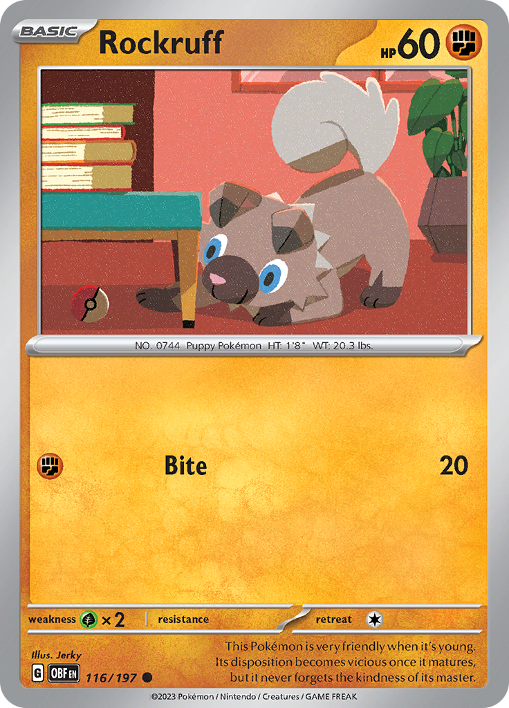 Rockruff (116/197) [Escarlata y Púrpura: Llamas Obsidiana]