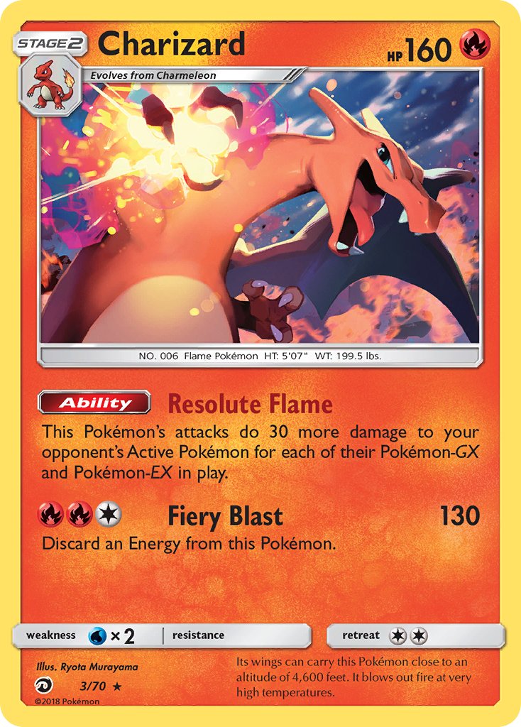 Dracaufeu (3/70) (Allez, Évoli) (Exclusif au Deck Thème) [Soleil et Lune : Majesté des Dragons]