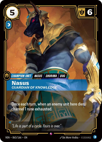 Image for Nasus, Guardian of Knowledge (063/166) (VEN) - Riftbound: League of Legends Trading Card Game
