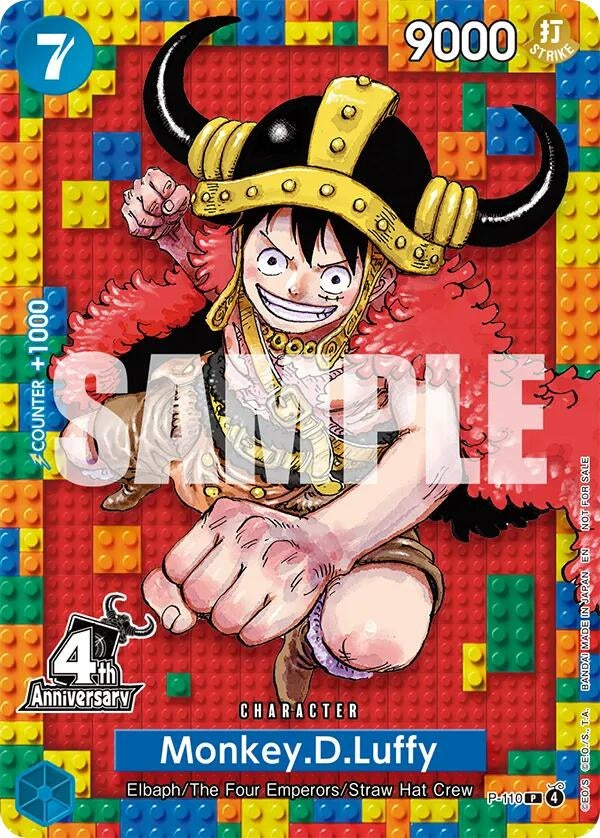 Image for Monkey.D.Luffy (4th Anniversary) (P-110) (OP-PR) - One Piece Card Game