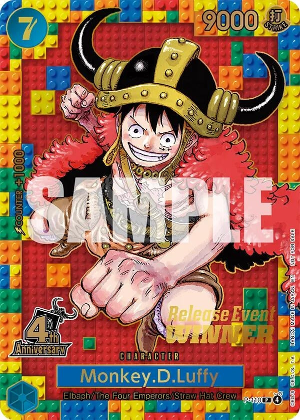 Image for Monkey.D.Luffy (4th Anniversary) (Winner) (P-110) (OP-PR) - One Piece Card Game