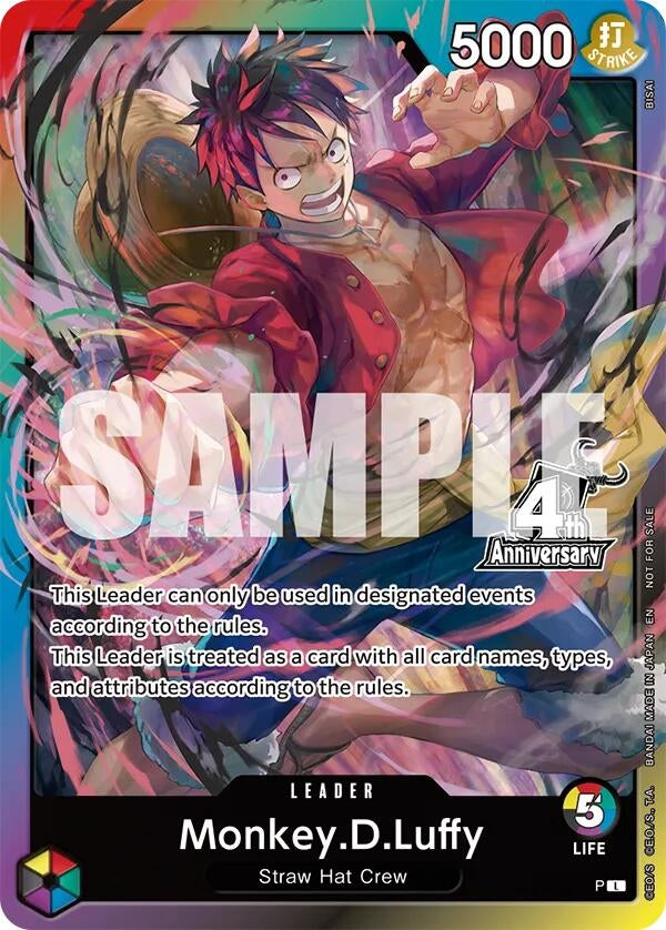 Image for Monkey.D.Luffy (4th Anniversary Leader Card) (OP-PR) - One Piece Card Game