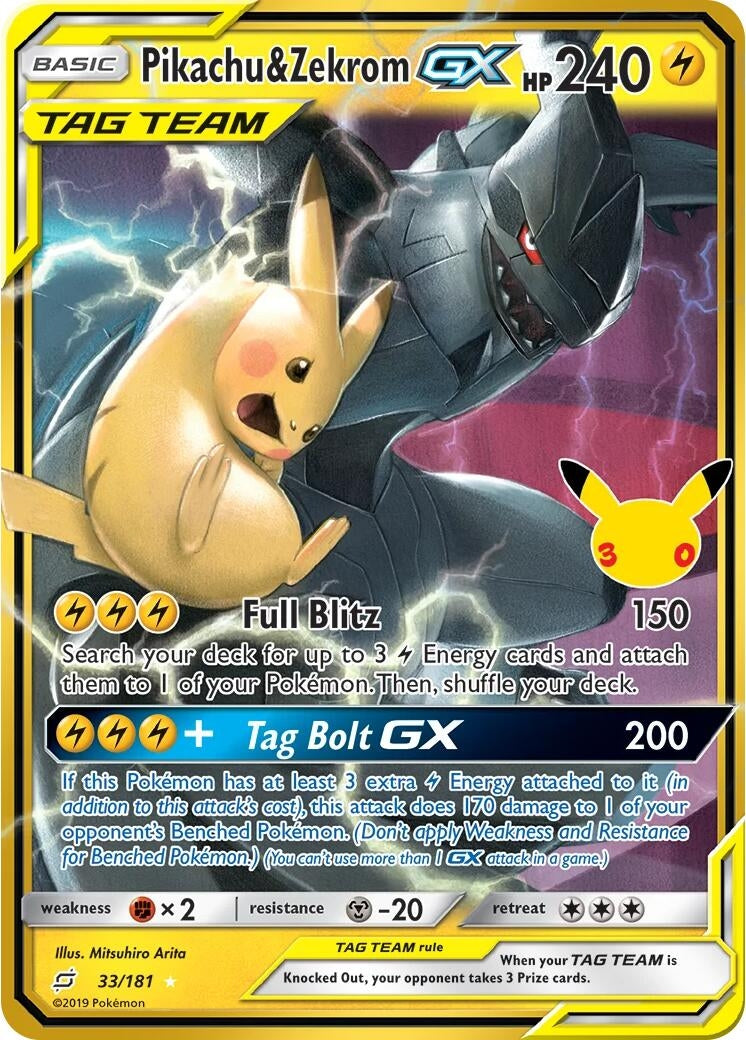Image for Pikachu & Zekrom GX (33/181) (30C) - Pokemon