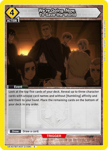 Image for We're Going. Now. To Save the World (UEX07BT/AOT-2-036) (UEX07BT) - Union Arena