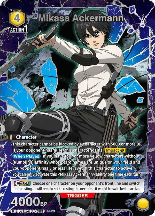 Image for Mikasa Ackermann (008) (Box Topper Silver Foil) (UEX07BT/AOT-2-008) (UEX07BT) - Union Arena