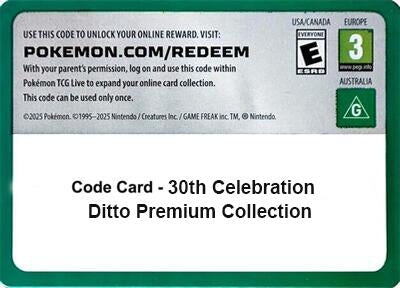 Image for Code Card - 30th Celebration Ditto Premium Collection (30C) - Pokemon