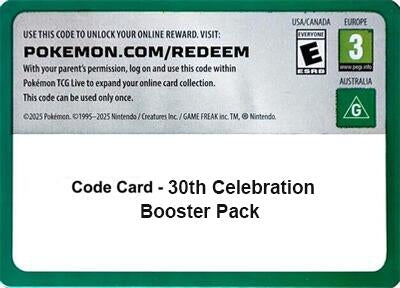 Image for Code Card - 30th Celebration Booster Pack (30C) - Pokemon