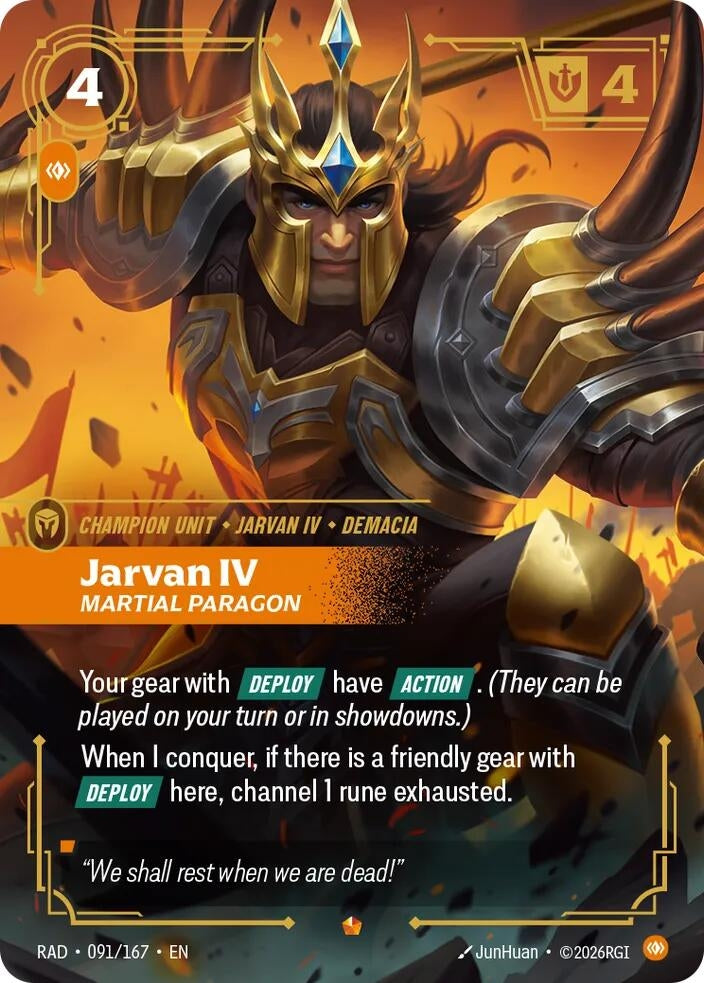 Image for Jarvan IV, Martial Paragon (091/167) (RAD) - Riftbound: League of Legends Trading Card Game