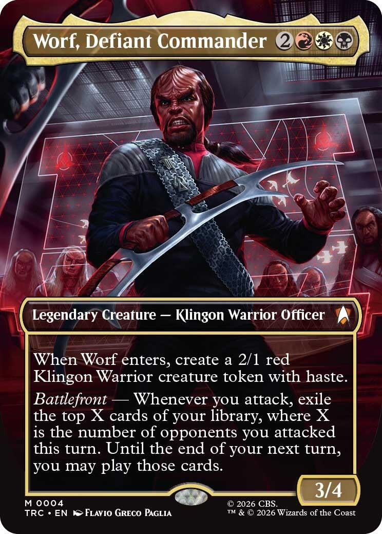 Image for Worf, Defiant Commander (Borderless) (4) (TRC) - Magic: The Gathering