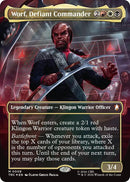 Image for Worf, Defiant Commander (Borderless) (Surge Foil) (8) (TRC) - Magic: The Gathering
