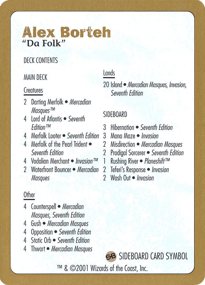 Lista de mazo de Alex Borteh [Mazo de Campeones del Mundo 2001]
