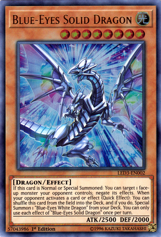 Dragon Solide aux Yeux Bleus [LED3-FR002] Ultra Rare