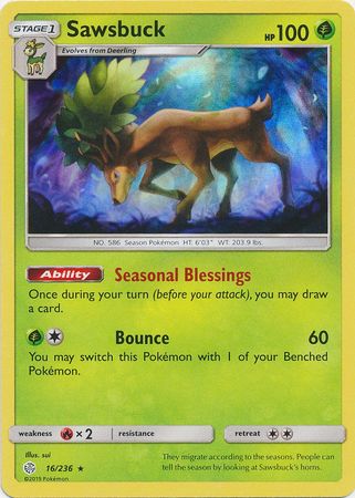 Sawsbuck (16/236) (Exclusivité Pack d'Avant-Première) [Soleil et Lune : Éclipse Cosmique]