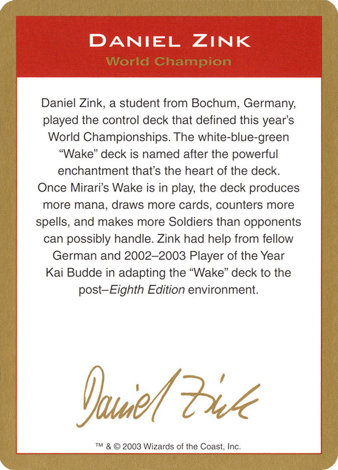 Biografía de Daniel Zink [Mundos 2003]