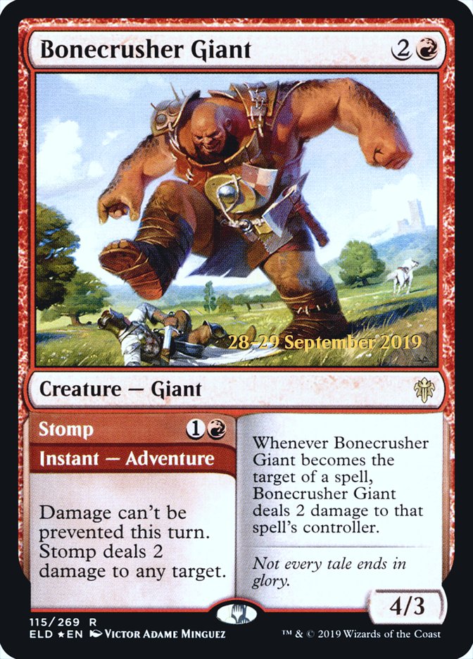 Gigante machacahuesos // Pisa fuerte [Cartas promocionales de la Presentación de El trono de Eldraine]