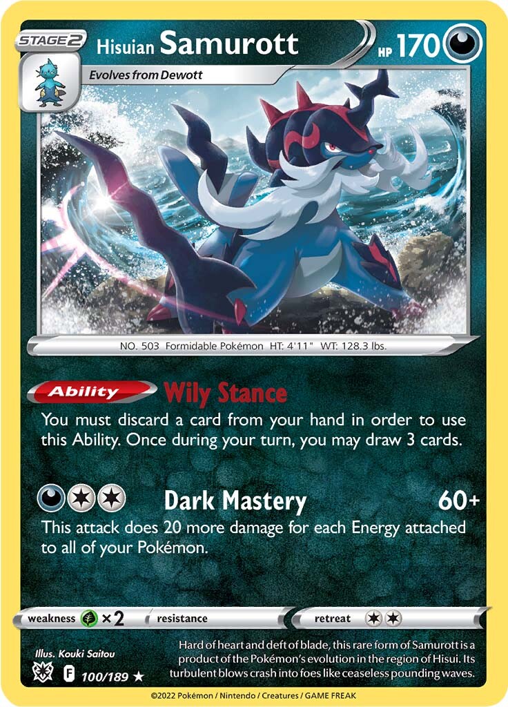 Samurott de Hisui (100/189) (Exclusiva de Baraja Temática) [Espada y Escudo: Resplandor Astral]