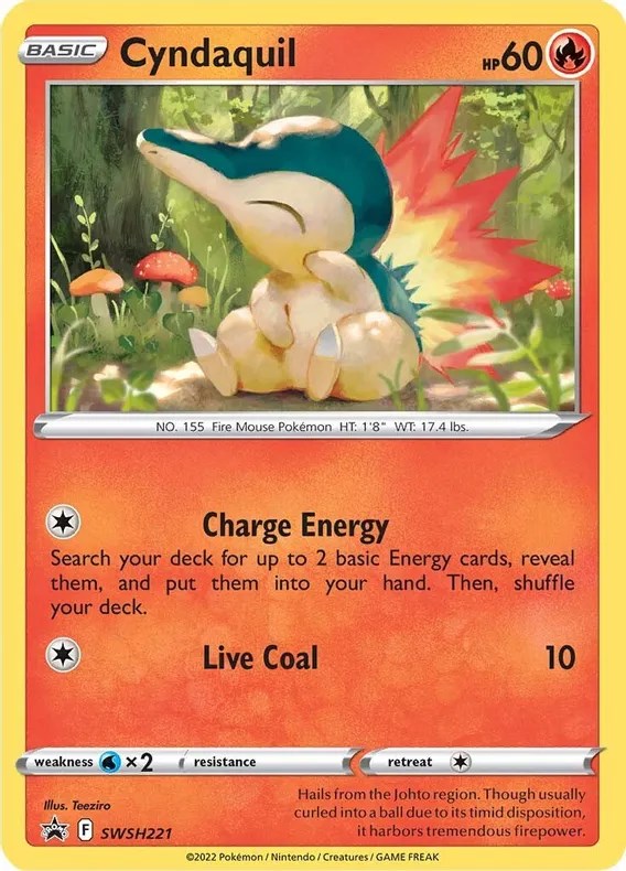 Cyndaquil (SWSH221) (Holofoil Cosmos) [Espada y Escudo: Cartas de promoción de estrella negra]
