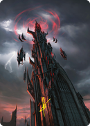 Carte illustrée Barad-dûr (Signature estampée à l'or) [Le Seigneur des Anneaux : Contes de la Terre du Milieu, Série d'illustrations]