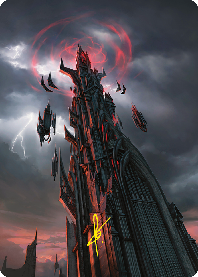 Carte illustrée Barad-dûr (Signature estampée à l'or) [Le Seigneur des Anneaux : Contes de la Terre du Milieu, Série d'illustrations]