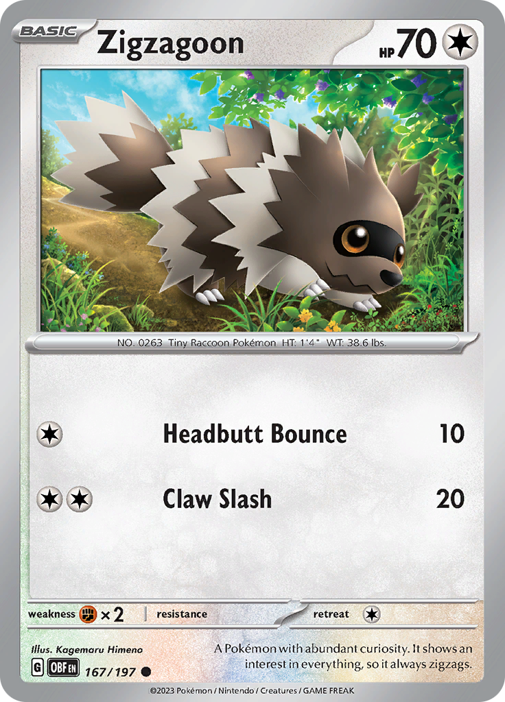 Zigzagoon (167/197) [Escarlata y Púrpura: Llamas Obsidianas]