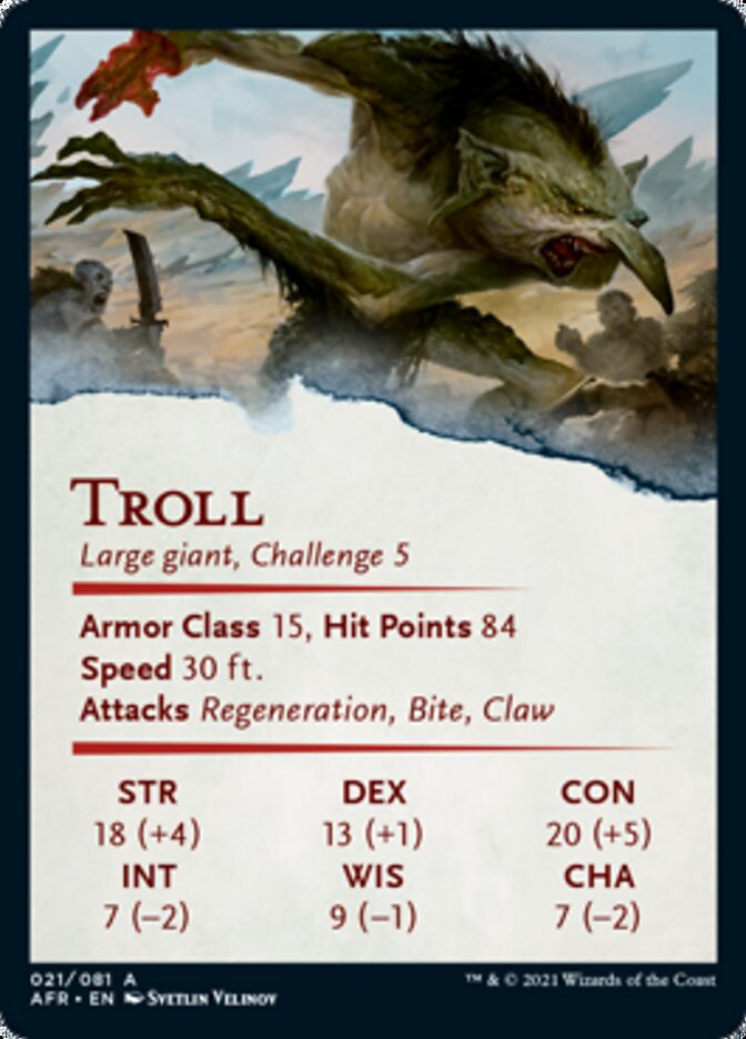 Carte artistique Troll (Signature estampée à l'or) [Donjons & Dragons : Aventures dans les Royaumes Oubliés Série d'art]