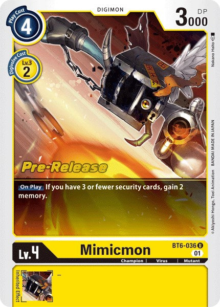 Mimicmon [BT6-036] [Cartas de Prerlanzamiento Doble Diamante]