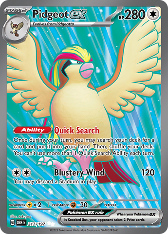 Pidgeot ex (217/197) [Escarlata y Púrpura: Llamas Obsidianas]