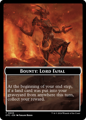 Recompensa: Lord Fajjal // Ficha de doble cara con las reglas de recompensa [Fichas de Comandante de Forajidos de Cruce de Truenos]