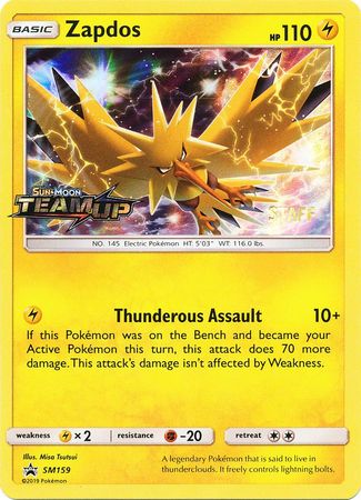 Zapdos (SM159) (Staff) [Sol y Luna: Promociones de Estrella Negra]