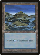 Île (Signature à droite / Ciel bleu) [Tempête]