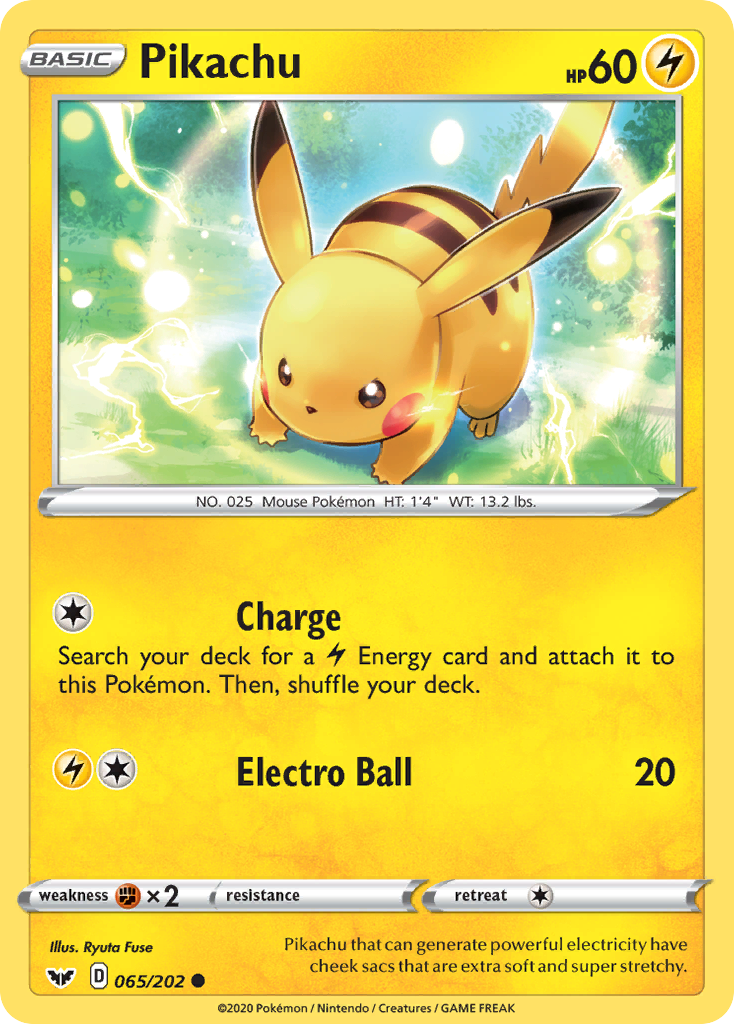 Pikachu (065/202) [Épée et Bouclier : Set de Base]