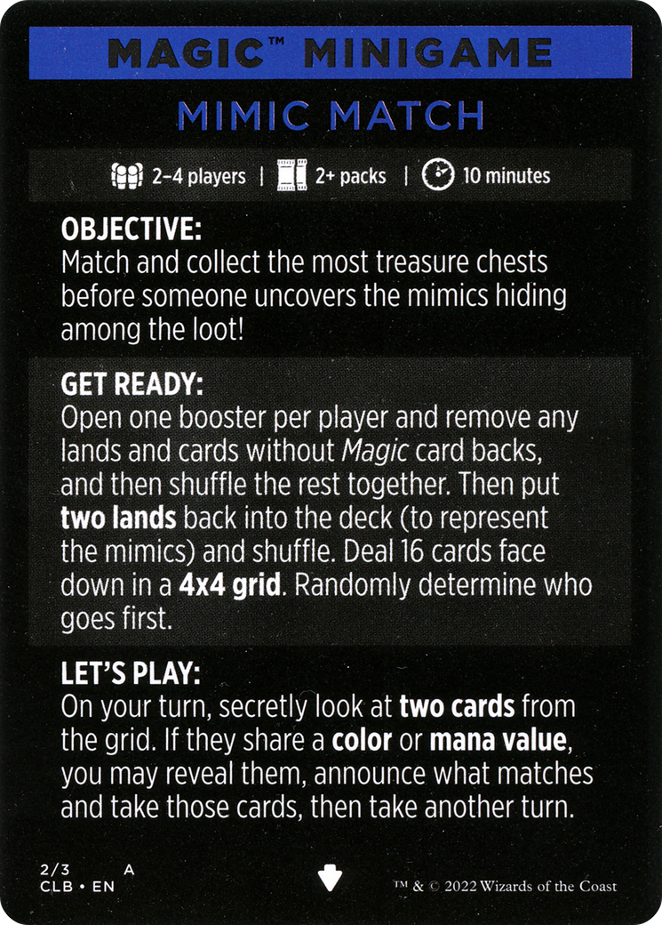 Mimic Match (Mini-jeu de magie) [Commander Legends : La Bataille de la Porte de Baldur Mini-jeu]