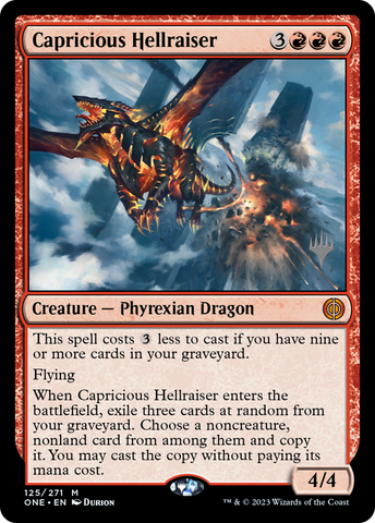 Demoníaco reincidente caprichoso (Paquete promocional) [Phyrexia: Todo va a ser uno promocional]