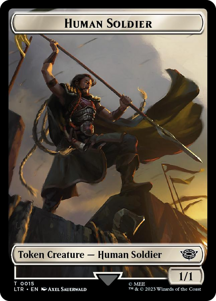 Soldat humain (0015) // Nourriture (0022) Jeton double-face (Surge Foil) [Le Seigneur des Anneaux : Contes de la Terre du Milieu jetons]