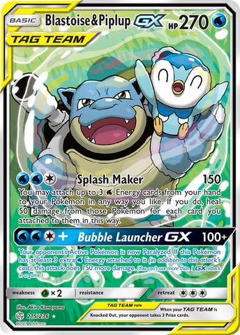 Blastoise y Piplup GX (215/236) [Sol y Luna: Eclipse Cósmico]