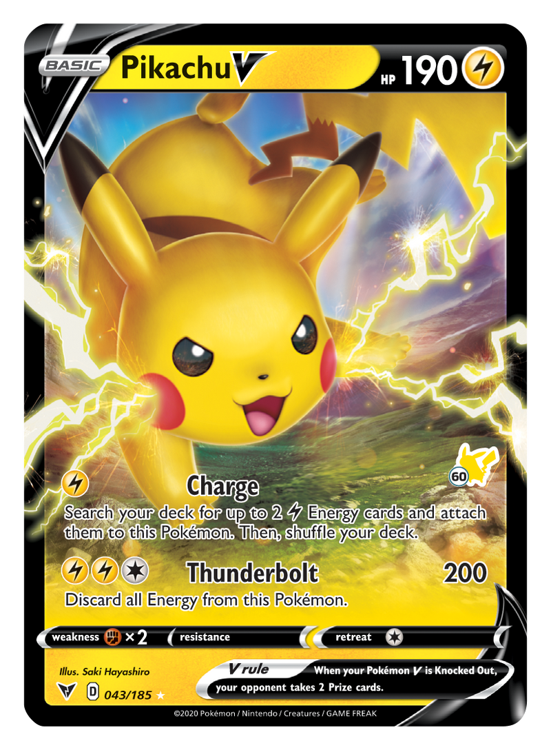 Pikachu V (043/185) (Sello Pikachu n.º 60) [Academia de Combate 2022]