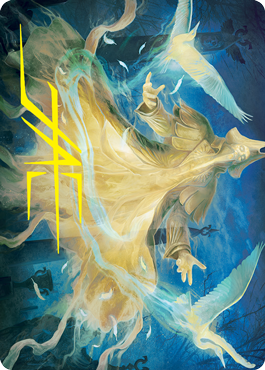 Carte d'illustration Esprit béni des hérons (Signature estampée or) [Série d'illustrations Innistrad: Vœu de sang]